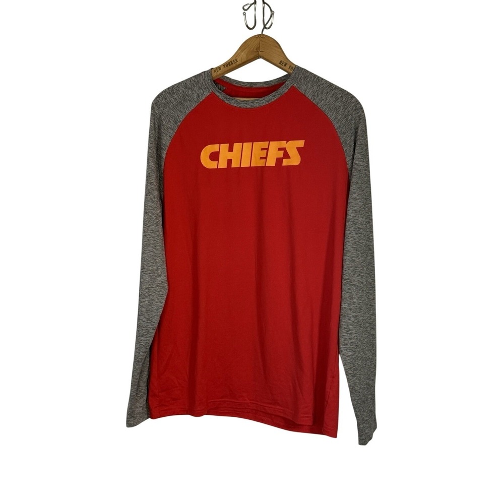 Fanatics Kansas City Chiefs Red Crew Long Sleeve Poly Blend T-Shirt Men'sMedium